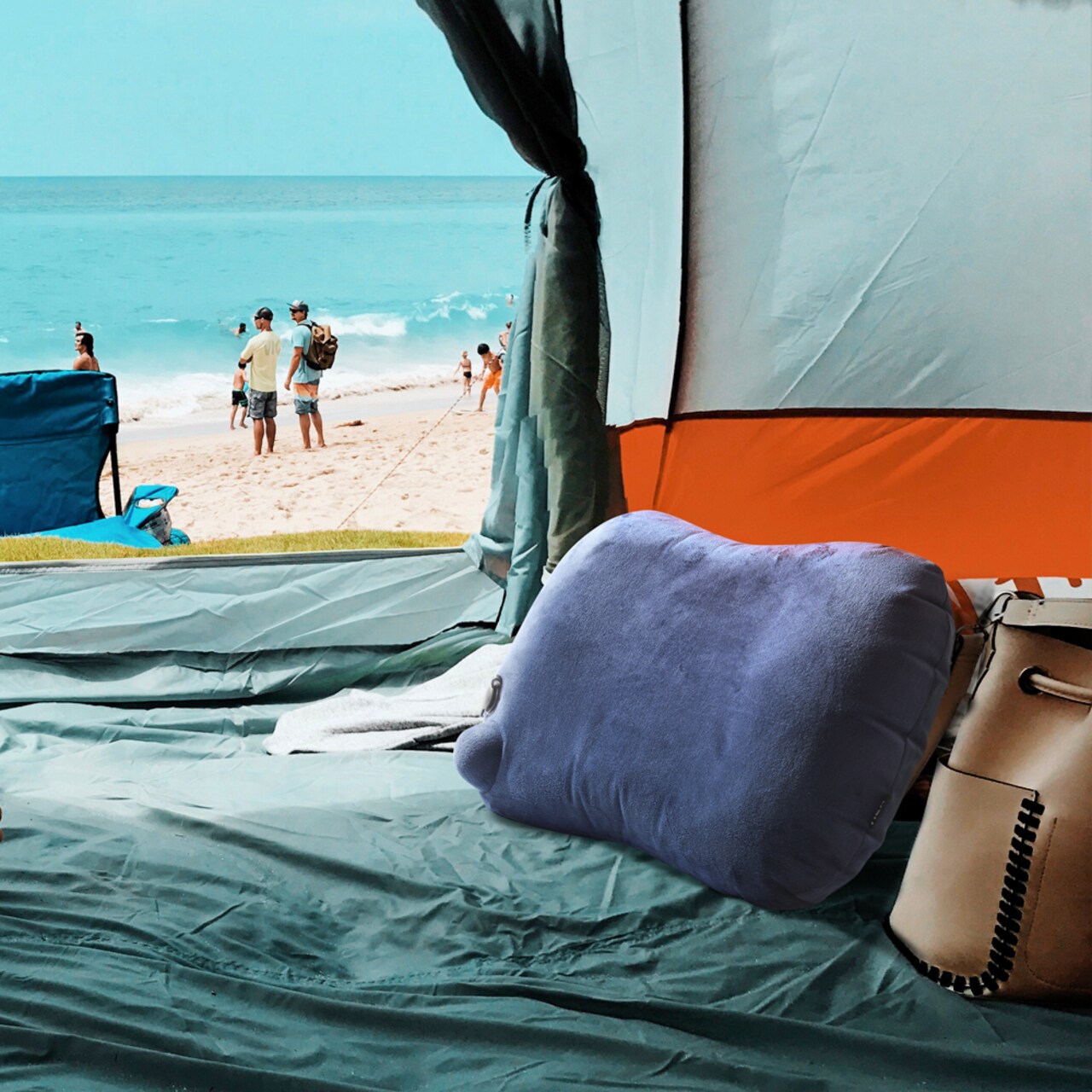 Camper Tool Lightweight, Compact, Soft Velvet Inflatable Travel Pillow